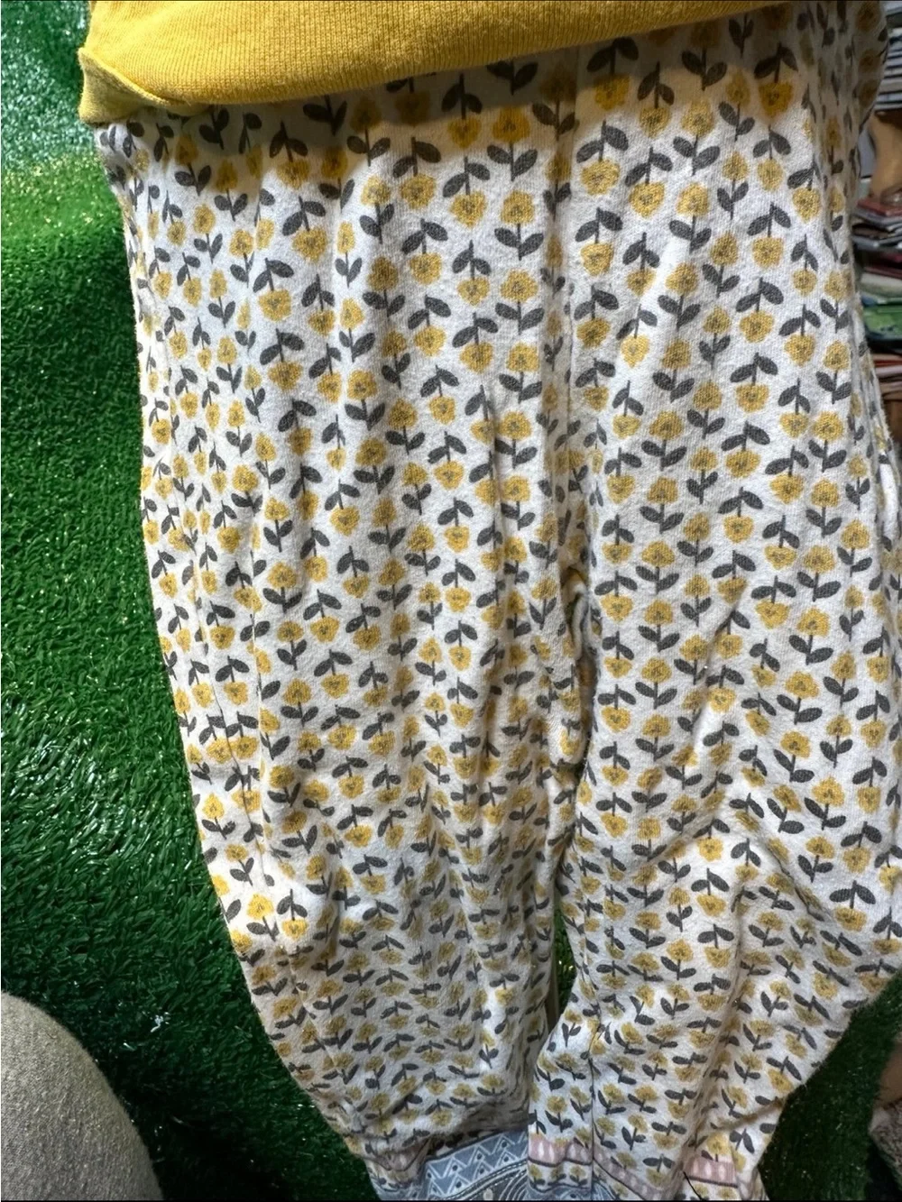 Carter's Yellow Llama Bodysuit with Patterned White & Yellow Leggings